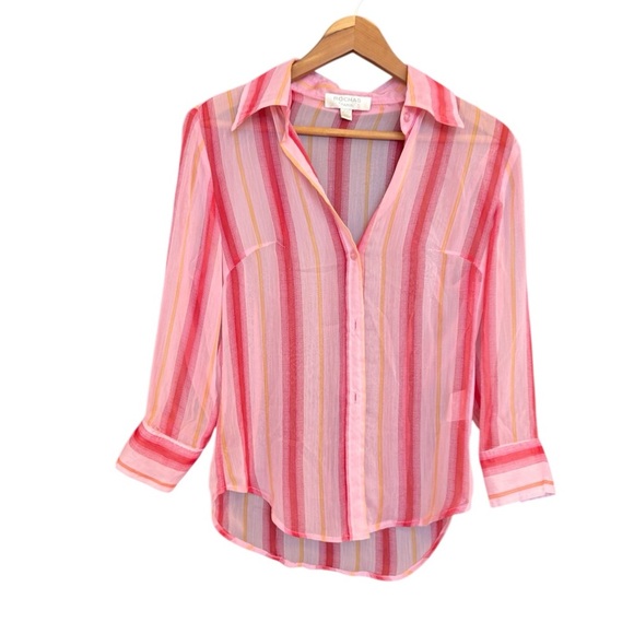 Rochas Vintage sheer S very good vintage condition Pink and White Relaxed Blouse - Picture 1 of 10